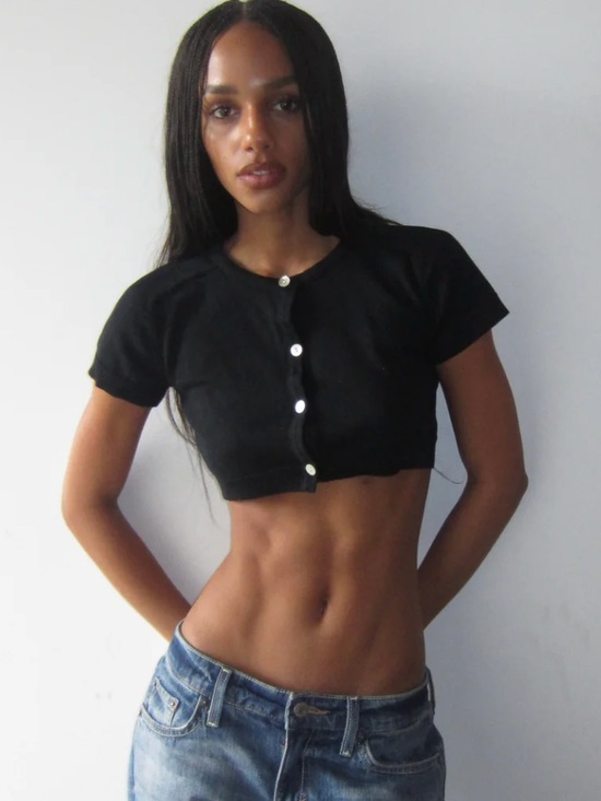 Little Yarn Tops - NWT Little Yarn Betty Mini Crop in Black Cotton - Xs/S